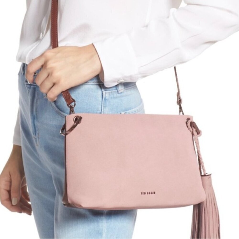 NWT Ted Baker Demetra Tassel Crossbody Purse Rose Mauve Brown